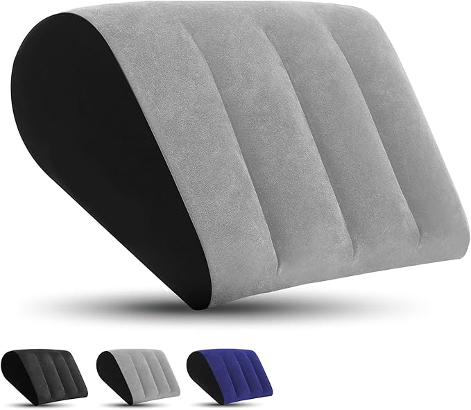 Prosixtoy Portable Wedge Pillow Inflatable Cushion - Body Positioners Lightweight Wedge Pillow for Sleeping, Leg Elevation, Use in Bed, Travel, Camping, Fast Inflating Deflation (Grey)