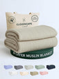 Cloud Scape Linen 8-Layer Muslin Blanket King Size for Adult - 100% Cotton, Breathable and Soft, Perfect Winter Cozy Blanket, Fits up to California King Bed, 92x108, Fog