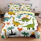 Dinosaur Duvet Cover Sets Twin Size for Kids Boys Girls Teens, Cartoon Yellow Comforter Cover,1 Duvet Cover 69x90 Inches and 1 Pillowcase 20x26 Inches (Twin,No Comforter)