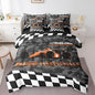 Feelyou Orange Racing Car 7 Piece Bedding Set King Size Kids Boys Cartoon Race Car Comforter Set with Sheets for Teens Toddler Extreme Sports Bed in a Bag Camouflage Bed Set
