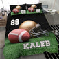 Personalized American Football Bedding Set, Kids 3 Piece Duvet Cover Set with Pillow Shams for Teens Boys, NO Comforter, Twin Size for Rugby Lovers (Football 15)