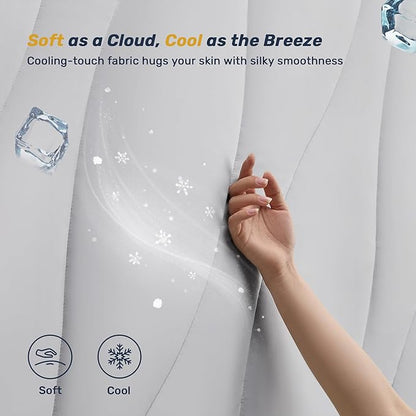 Unikome Ultra Soft Waterproof Mattress Pad Queen, Cooling Mattress Protector for Hot Sleepers, 5-Layers Noiseless Washable Mattress Cover with 8"-21" Deep Pocket (Light Grey, 60x80)