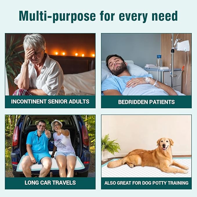 Tear-Resistant Disposable Bed Pads 60" x 36" 20 Count Underpads Extra Large Incontinence Bed Pads Heavy Duty Absorbency Chux Pads Pee Pads for Adult Elderly Puppy Pads for Training