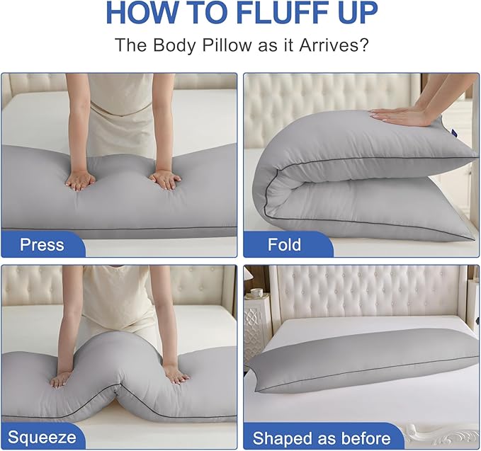 YZ HOME Memory Foam Body Pillow Insert - Full Body Pillow for Adults - Soft Large Long Bed Pillow for Side Sleeper