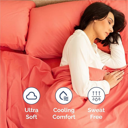 Full 6 Piece Sheet Set - Comfy Breathable & Cooling - Ultra Soft Hotel Luxury Bedding Set with 8-16 Inch Deep Pockets - 1 Flat & 1 Fitted Sheet & 4 Pillowcases - Cozy, Wrinkle Free & Easy Care - Coral