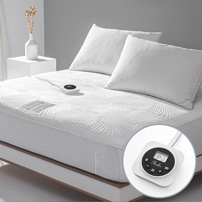 Twin XL Size Electric Heated Mattress Pad - Bed Warmer with Memory & Preheat Functions, 12 Heat Settings Single Control for 1-12 Hours Auto Off, Lighted Button