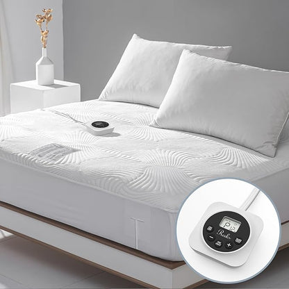 Full Size Electric Heated Mattress Pad - Bed Warmer with Memory & Preheat Functions, 12 Heat Settings Single Control for 1-12 Hours Auto Off, Lighted Button