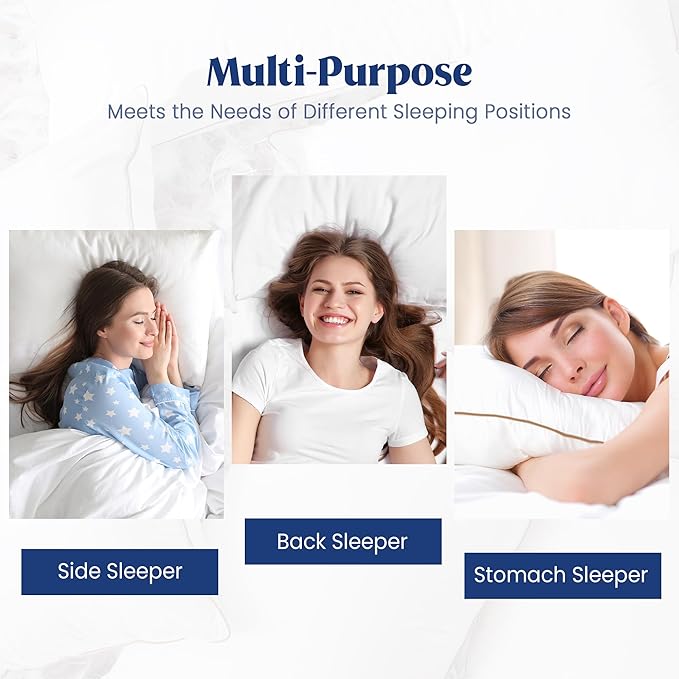 puredown® Goose Feather Down Pillows Queen Size Set of 2, Soft Fluffy Bed Pillow for Sleeping with 100% Cotton Cover, Medium Firm Luxury Hotel Collection Pillow for Back, Stomach or Side Sleeper
