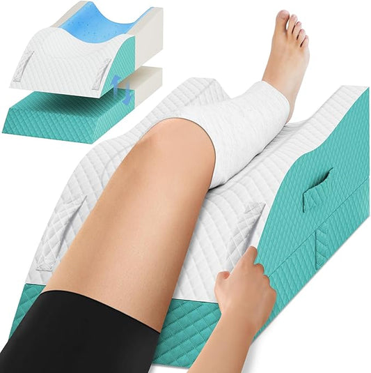 Elevation Pillows for Leg After Surgery, Memory Foam Adjustable Wedge Pillow for Injury or Rest, Ankle Pillow for Sleeping Blood Circulation Green/Single Leg