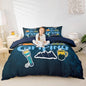 Happy Camping Duvet Cover Sets Full,Cartoon Camper Theme Comforter Cover Rustic Farmhouse Style Quilt Cover Navy Blue Bedding Set 3pcs for Kids Girls Teens Boys Room Decor with 2 Pillowcases