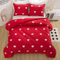 Caressma Love Comforter Set King Size - Cute White Heart Print Red Bedding Comforter 3 Pieces Matching Pillowshams