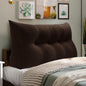 WOWMAX 85% Linen 15% Cotton Blend Headboard Pillow – Full Size Reading Wedge Backrest for Bed, Handmade Firm Support Bolster Cushion with Removable Cover, Premium Bed Rest Pillow, Brown