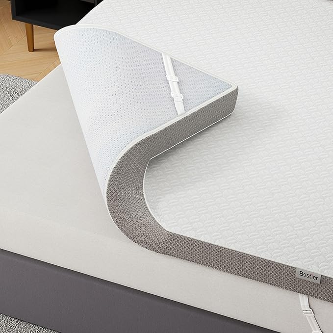 Bestier Memory Foam Mattress Topper - Mattress Topper Plush Feel - Mattress Pad with Naturally Cooling and Pressure Relieving - Parent (White (3 Inch), Twin XL)