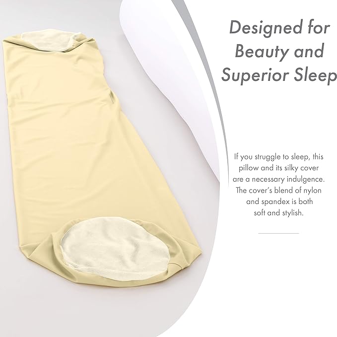 Case Only - Body Pillow Cover Stylish Silky Super Soft - 85% Spandex/ 15% Nylon Blend, Beauty - Breathable Pillowcase - Gentle on Hair Size 48 X 8, Off White Creme