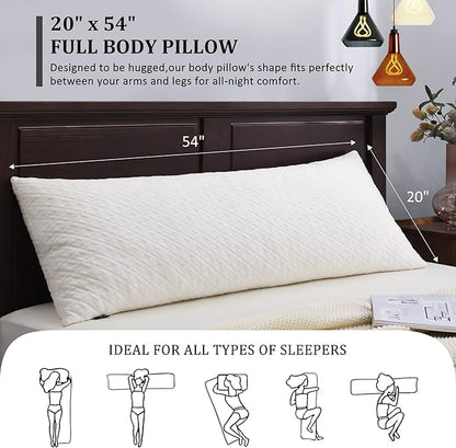 Basic Beyond Memory Foam Pillows - Long Body Pillows for Adults, 20x54, Side & Back Sleepers