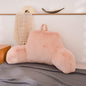 A Nice Night Faux Fur Reading Pillow Bed Wedge Large Adult Children Backrest with Arms Back Support for Sitting Up in Bed/Couch for Bedrest,Pink