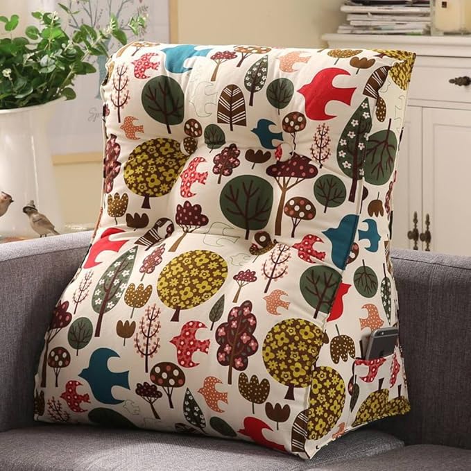 WOWMAX Curve Reading Pillow for Bed Adult, Heighten Back Pillow for Sitting in Bed, Back Support Pillow for Bed, Chair Pillow for Back Support, 100% Cotton Removable Cover
