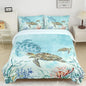 CVHOUSE Sea Turtle Duvet Cover Twin Size,Ocean Watercolor Bedding Set for Kids Teens,Beach Comforter Cover,1 2 Pillowcases 3 Piece Twin 71'x87'