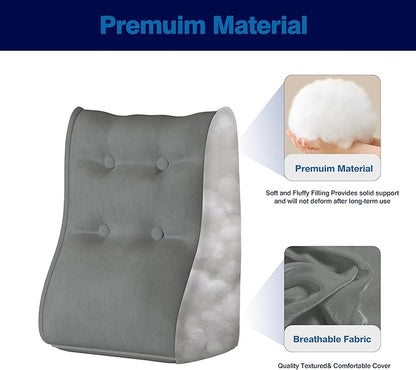 Daneey Reading Pillow for Bed Adult, Back Support Pillow for Bed, Sit Up Pillow Backrest Velvet, Black, 20 * 9 * 22IN