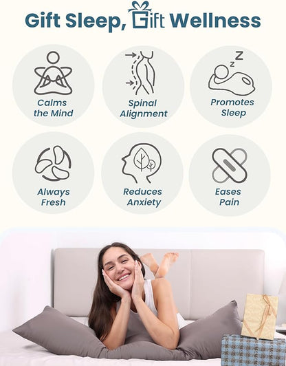 ZonLi Weighted Body Pillow with Bamboo Cover(41" x 10") 6.5lbs, Quilted Glass Beads Body Pillows for Adults Weighted Pillow for Deep Sleepers, Full Body Pillow for Side Sleepers,Memory Foam Pillow