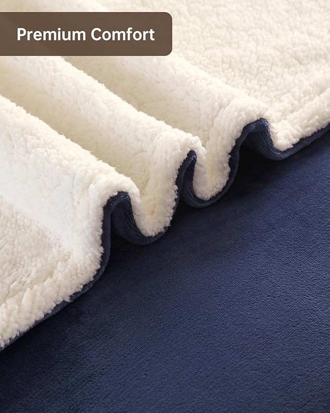 Electric Heated Blanket Twin Size, Washable Blanket Warmer for Home for Adults, Fast Heating, Super Cozy Soft Flannel 62" x 84", 9 Heat Levels, 1-9H Auto-Off, ETL Certified, Navy Blue
