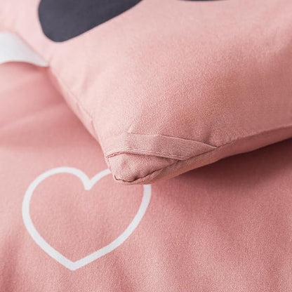 Caressma Heart Pattern Queen Size Comforter Set, Pale Pinkish Girls 3 Pieces Love Bedding Comforter, Soft Microfiber Fluffy Lovely Comforter Set for All Seasons Room Decor