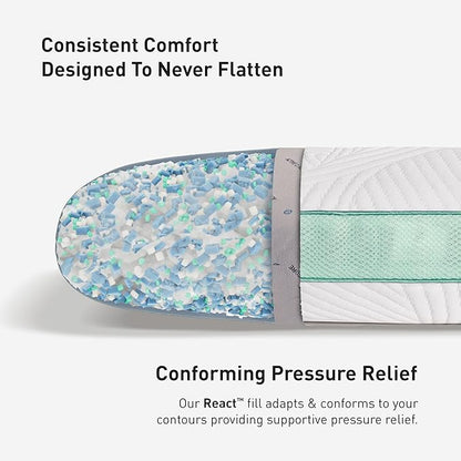 Bedgear Level Cuddle Performance Pillow - Firm Bed Pillow for Side Sleepers - Moisture Wicking Removable Cover - Size 1.0