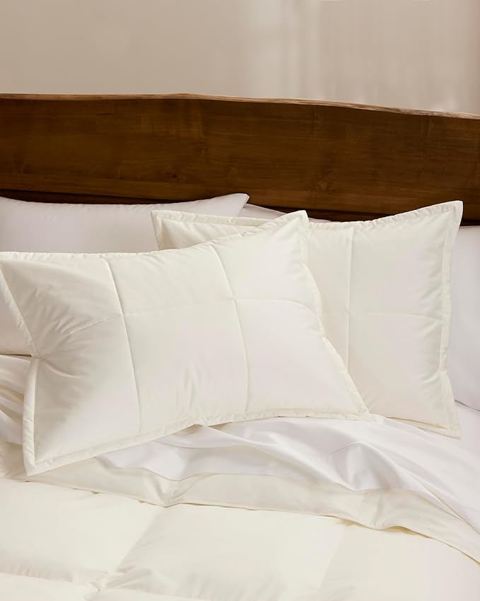 Cuddledown Chroma Comforter Sham | Soft, Lightweight | Oeko-TEX Standard 100 | Standard | 21" x 27" | Ivory