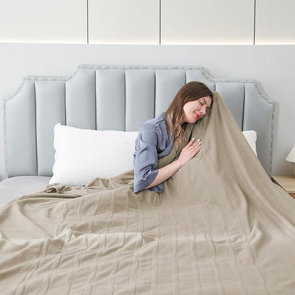 Electric Heated Blanket Full 72"x84", 4 Heating Levels & 10H Auto Shut Off, Soft Single-Side, Even Heat, Easy Care, Fleece Overheating Protection, Machine Washable, Light Brown