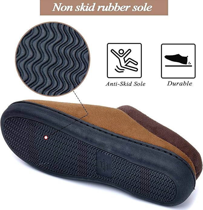 Memory Foam Mens Slippers Slip-On Comfy House Slippers for Men Indoor Outdoor Non-Slip Warm Winter Men’s Bedroom Slippers Size