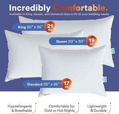 100% Siberian Goose Down Pillow - King Size Size, Pack of 1 - Soft and Luxurious Siberian Down Pillow for Back Sleepers, 800 FP, Fine Cotton Shell- High Loft and Soft Comfort