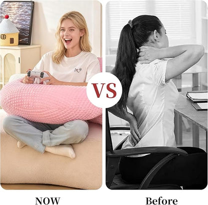 Reading Pillow for Bed,U Shaped & Back Support Pillow for Bed,17" Backrest with Lumbar & Arm Support,Comfy Flannel Fabric,Lap Pillow for Gaming/Reading/Watching TV,Pink