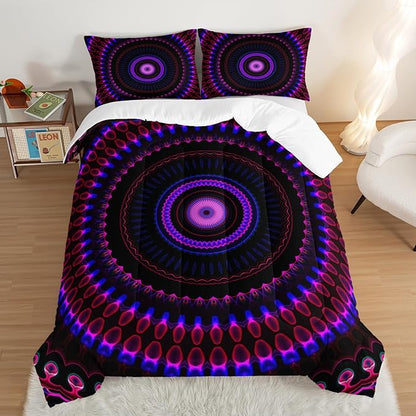 Mandala Printed Comforter Set Full Size Bedding Sets for Girls,Bohemian Style Twin Bed Comforter Set for Kids Girls Teens Women Bedroom Decor with 2 Pillowcases.