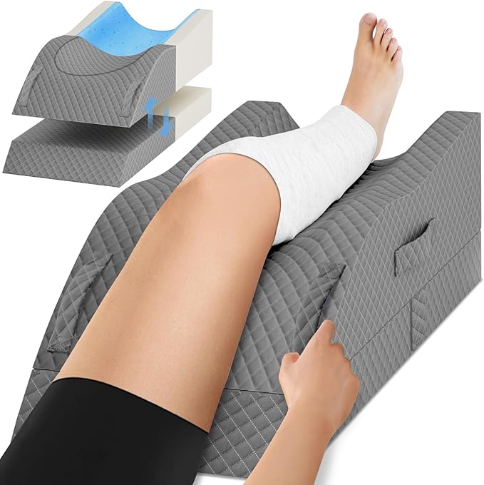 Elevation Pillows for Leg After Surgery, Memory Foam Adjustable Wedge Pillow for Injury or Rest, Ankle Pillow for Sleeping Blood Circulation Full Grey/Single Leg
