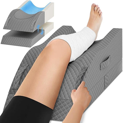 Elevation Pillows for Leg After Surgery, Memory Foam Adjustable Wedge Pillow for Injury or Rest, Ankle Pillow for Sleeping Blood Circulation Full Grey/Single Leg