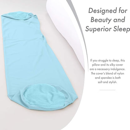 Case Only - Body Pillow Cover Stylish Silky Super Soft - 85% Spandex/ 15% Nylon Blend, Beauty - Breathable Pillowcase - Gentle on Hair Size 48 X 8, Sweet Baby Blue