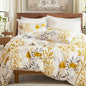 100% Cotton Duvet Cover Set Queen Size, Yellow Floral Bedding Set 3 Pcs Reversible Lightweight Comforter Cover for All Season(Queen, Yellow Botanical)