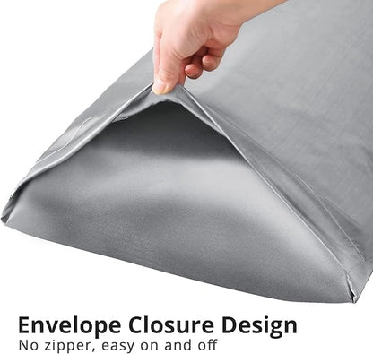HUXMEYSON Body Pillow with Satin Pillowcase, Body Pillow for Adults, Removable Cover, Silver Grey (20"x54")
