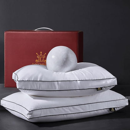 L LOVSOUL Goose Feather Down Pillow Standard Size of 2,Ultra Soft 100% Organic Cotton Fabric, 700TC,800 Fill Power, Luxury Hotel Collection Bed Gusseted Pillows for Back, Stomach or Side Sleepers