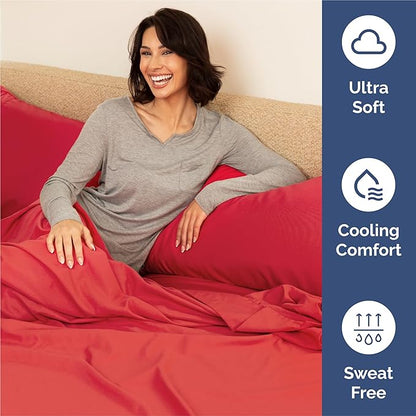 King 6 Piece Sheet Set - Comfy Breathable & Cooling - Ultra Soft Hotel Luxury Bedding Set with 8-16 Inch Deep Pockets - 1 Flat & 1 Fitted Sheet & 4 Pillowcases - Cozy, Wrinkle Free & Easy Care - Red
