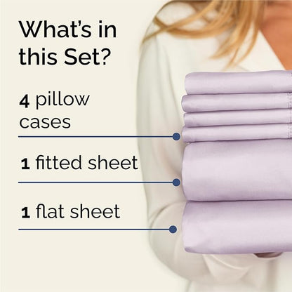King 6 Piece Sheet Set - Comfy Breathable & Cooling - Soft Hotel Luxury Bedding Set with 8-16 Inch Deep Pockets - 1 Flat & 1 Fitted Sheet & 4 Pillowcases - Wrinkle Free & Easy Care - Light Lavender