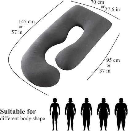 ALLOPERA Pregnancy Pillow, Full Body Maternity Pillow 57 inch, with Removable Washable Cover - Sleep Support for Legs, Back, Neck, Shoulder, HIPS, Belly for Pregnent Women, Velvet Cover(Dark Grey)