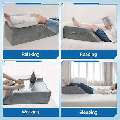 LOFE Leg Elevation Pillows for After Surgery - Adjustable Knee Replacement Pillow 6 Heights, Cooling Leg Wedges for Elevation for Swelling, Double Leg Pillow for Knee Surgery Recovery