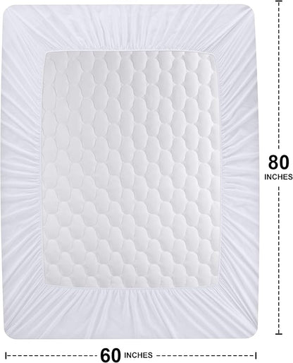 Utopia Bedding Waterproof Mattress Protector, Queen Mattress Pad, Noiseless Quilted Fitted Cover with Deep Pocket Stretches up to 16 Inches (White)