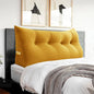 Headboard Wedge Pillow Large Reading Pillow Full Size Bed Rest Back Support Pillow for Sitting up in Bed Daybed Couch Backrest Cushion Velvet Mustard Yellow