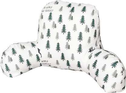 Bohemian Printed Reading Pillow with Support Arms Soft Bed Rest Pillows Back Support Cushion for Kids Reading Watching TV Sitting Up in Bed (20"×15"×8",White Tree)