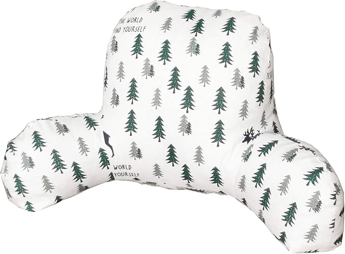 Bohemian Printed Reading Pillow with Support Arms Soft Bed Rest Pillows Back Support Cushion for Kids Reading Watching TV Sitting Up in Bed (23"×16"×10",White Tree)