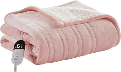 Degrees of Comfor Pink Heated Throw Blanket - Soft Flannel Electric Throws with 6 Heat Settings and 4-Hour Auto Shut-Off - Warm Gifts for Women - Blush, 50x60'' - ETL Certified