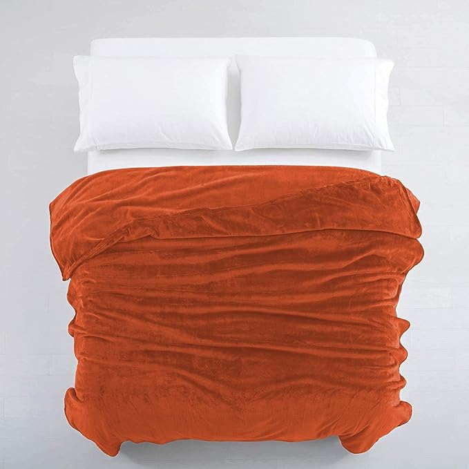 IR Imperial Rooms Fleece Blanket Twin Size 60 x 80 Inches - Super Soft Fluffy Throw Blanket for Sofa and Bed - Warm and Cozy Lightweight 400 GSM Microfiber Bed Throws Blankets (Twin, Rust)