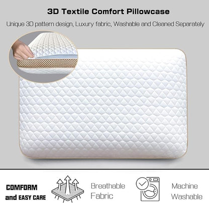 Memory Foam Pillows Standard Size 23.6" x 15.7"x 5.1", Medium Firm Pillow for Sleeping, Orthopedic Bed Pillow for All Sleepers, Ventilated Gel Foam Pillow with Washable Cover